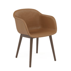 muuto | fiber armchair | wood base | cognac refine leather + stained dark brown