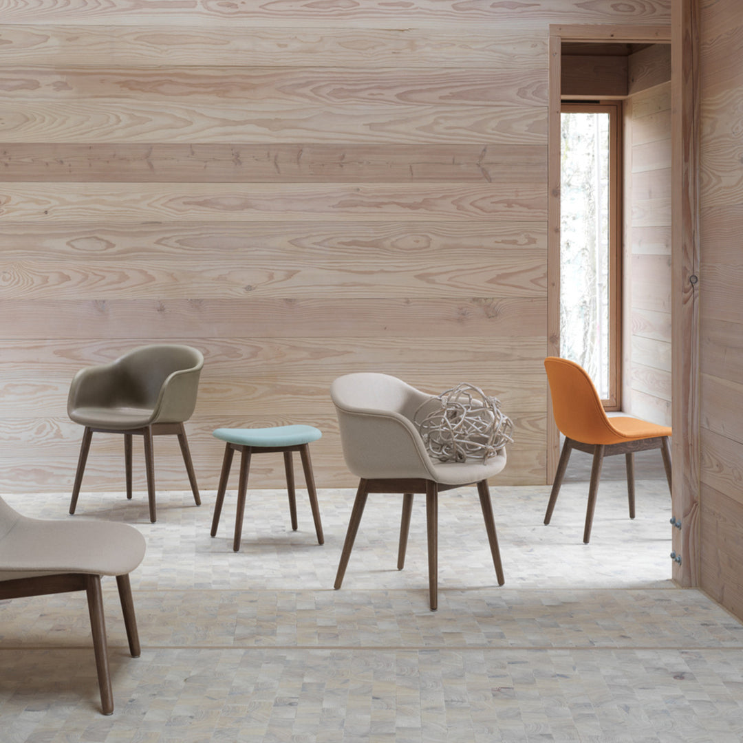 muuto | fiber armchair | wood base | cognac refine leather + stained dark brown ~ DC