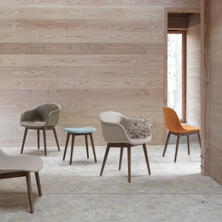 muuto | fiber armchair | wood base | cognac refine leather + stained dark brown ~ DC