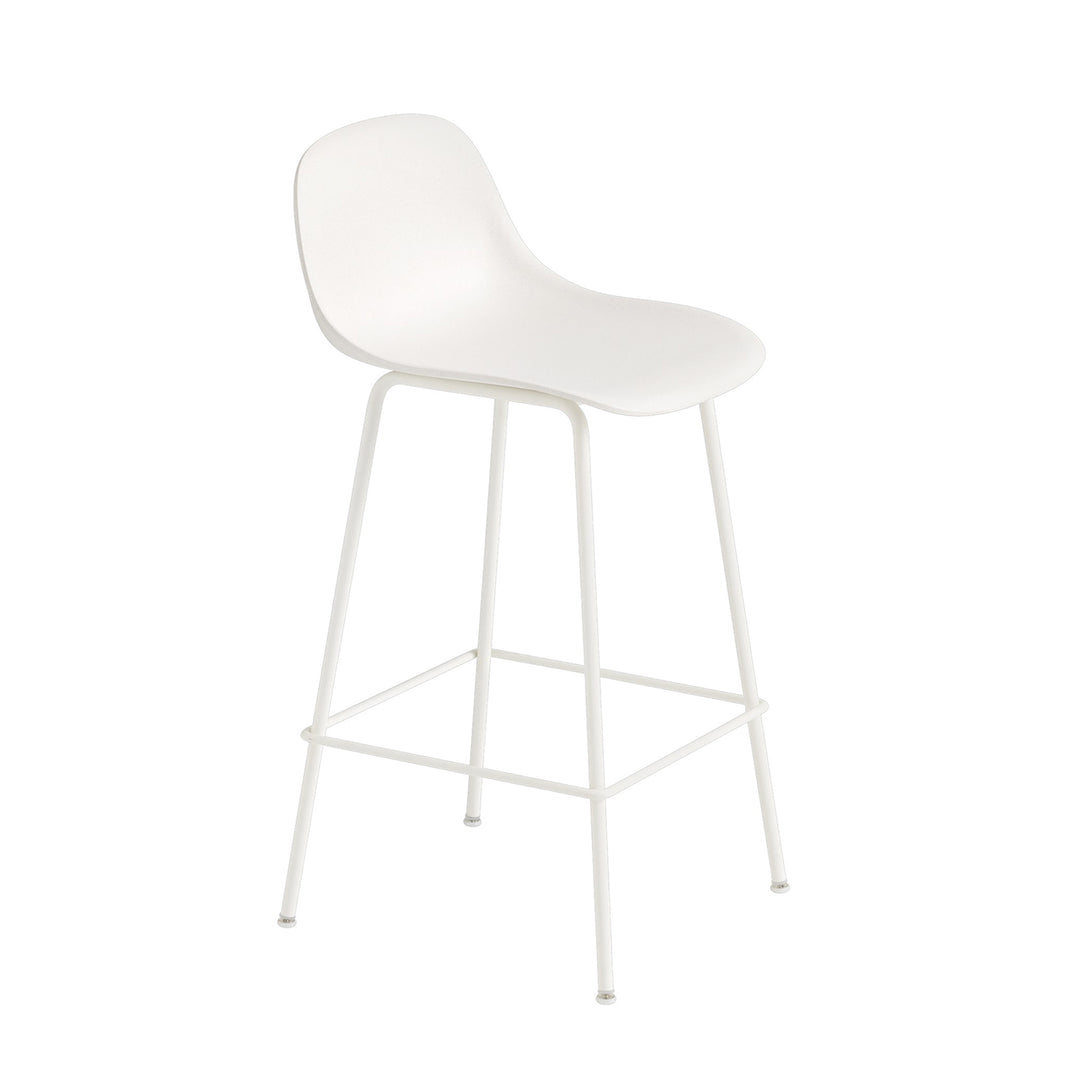 muuto | fiber counter stool backrest | tube base | natural white recycled + white