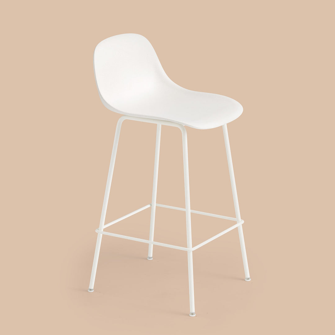 muuto | fiber counter stool backrest | tube base | natural white recycled + white