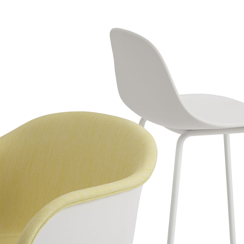 muuto | fiber counter stool backrest | tube base | natural white recycled + white