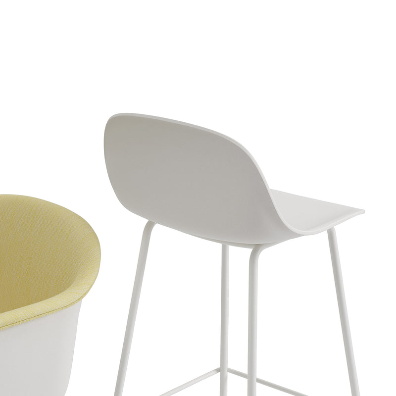 muuto | fiber counter stool backrest | tube base | natural white recycled + white