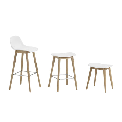 muuto | fiber stool | wood base | natural white recycled + oak