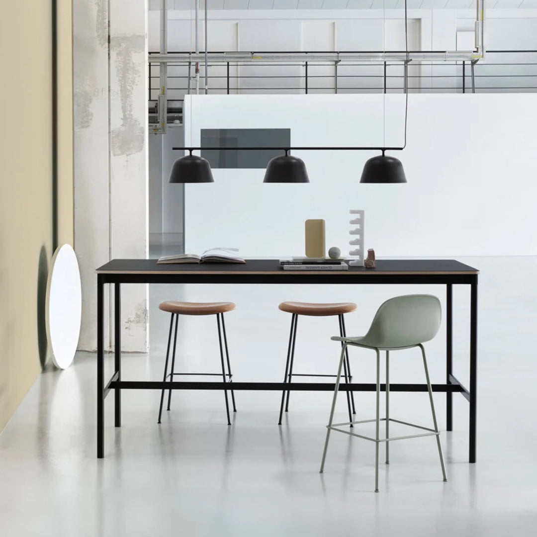 muuto | fiber counter stool backrest | tube base | black recycled + anthracite black