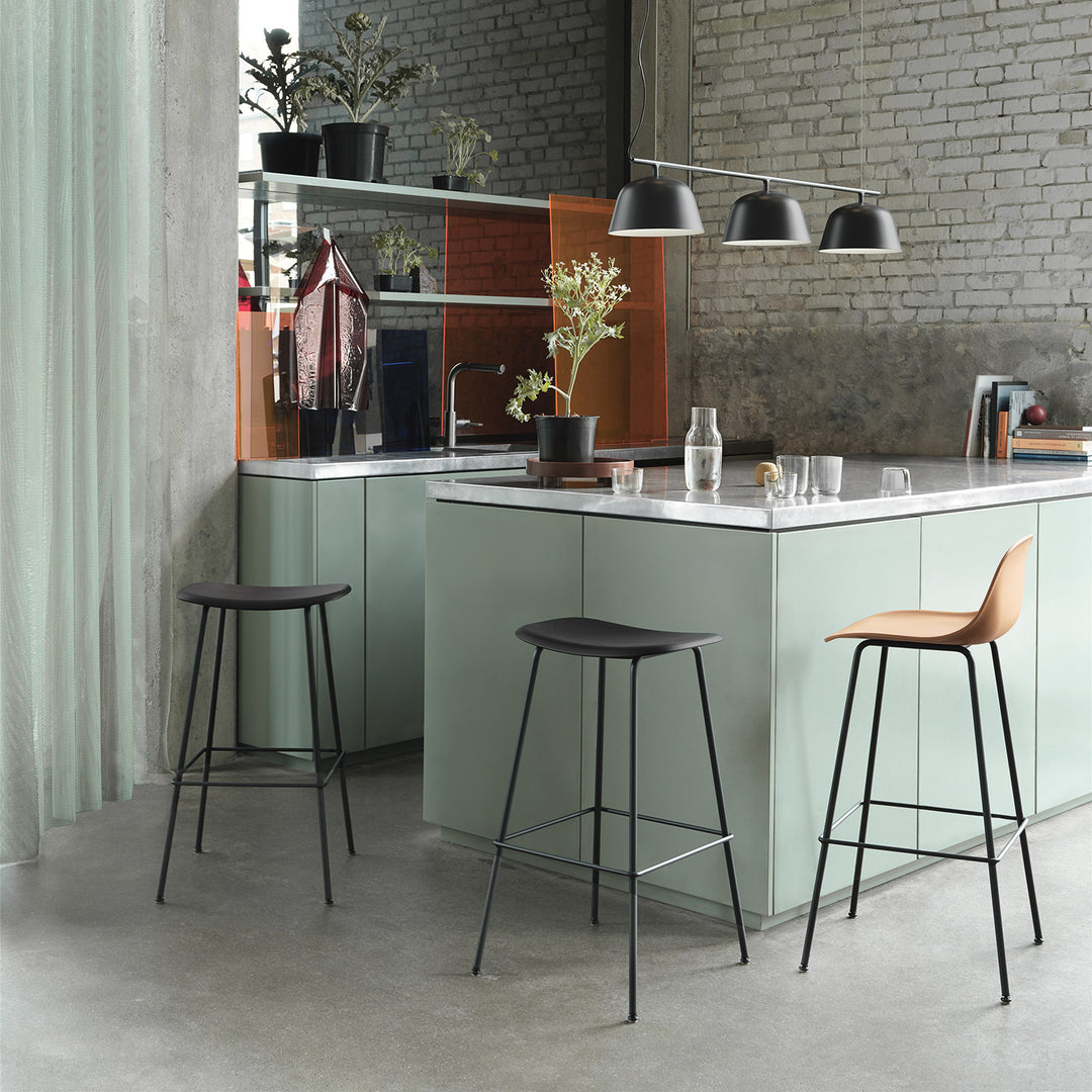muuto | fiber counter stool | tube base | natural white recycled + white