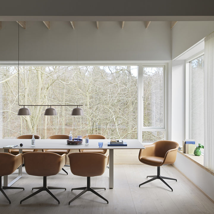muuto | fiber conference armchair | swivel base | cognac leather + black ~ DC