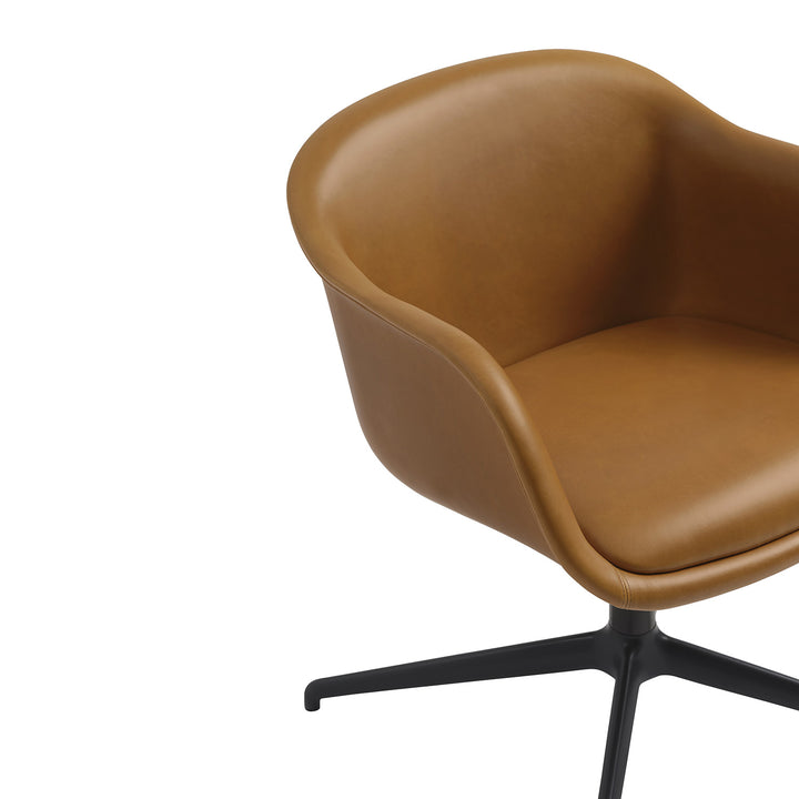 muuto | fiber conference armchair | swivel base | cognac leather + black ~ DC