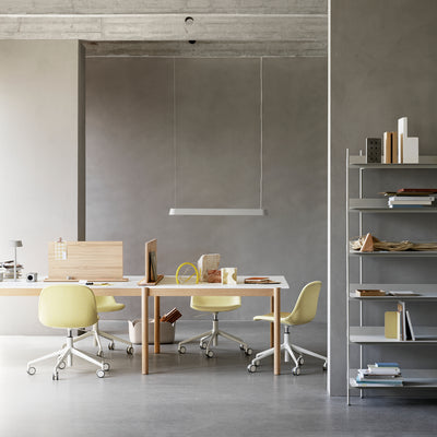 muuto | fiber side chair swivel base | gas lift + castors | refine leather cognac + anthracite black base