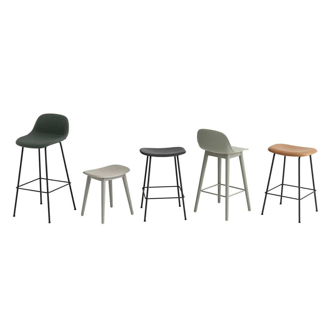 muuto | fiber counter stool | tube base | black recycled + anthracite black
