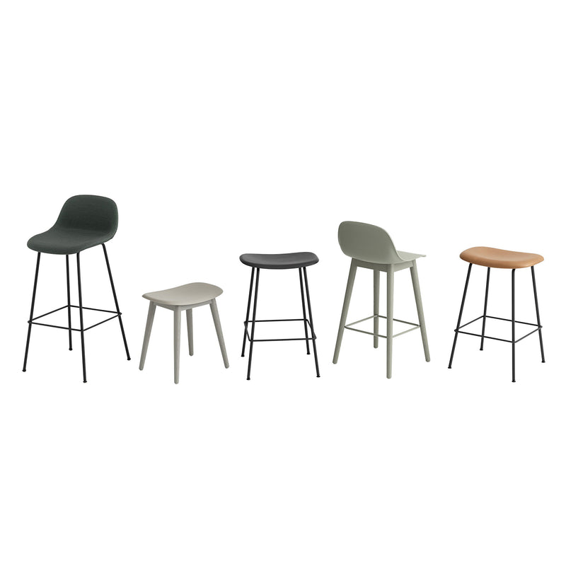 muuto | fiber counter stool | tube base | grey recycled + grey