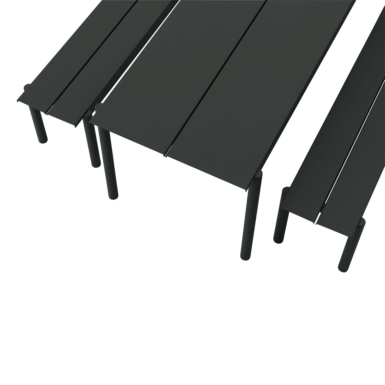DINING BUNDLE | 2x linear steel benches black + linear steel table black 220cm