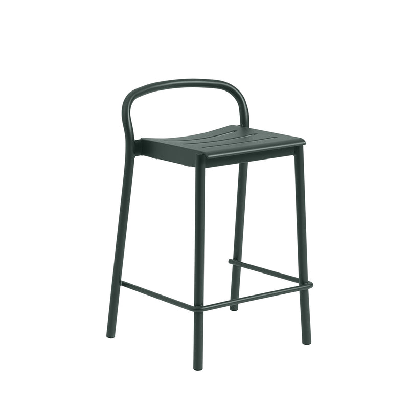 muuto | linear steel counter stool | dark green 65cm