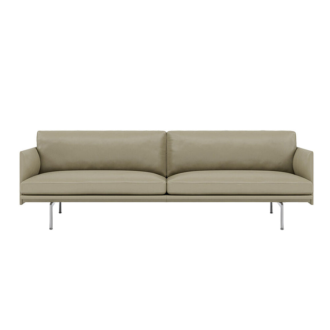 muuto | outline sofa 3 seater | refine leather stone + aluminium legs