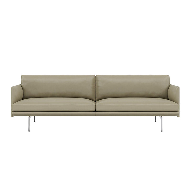 muuto | outline sofa 3 seater | refine leather stone + aluminium legs