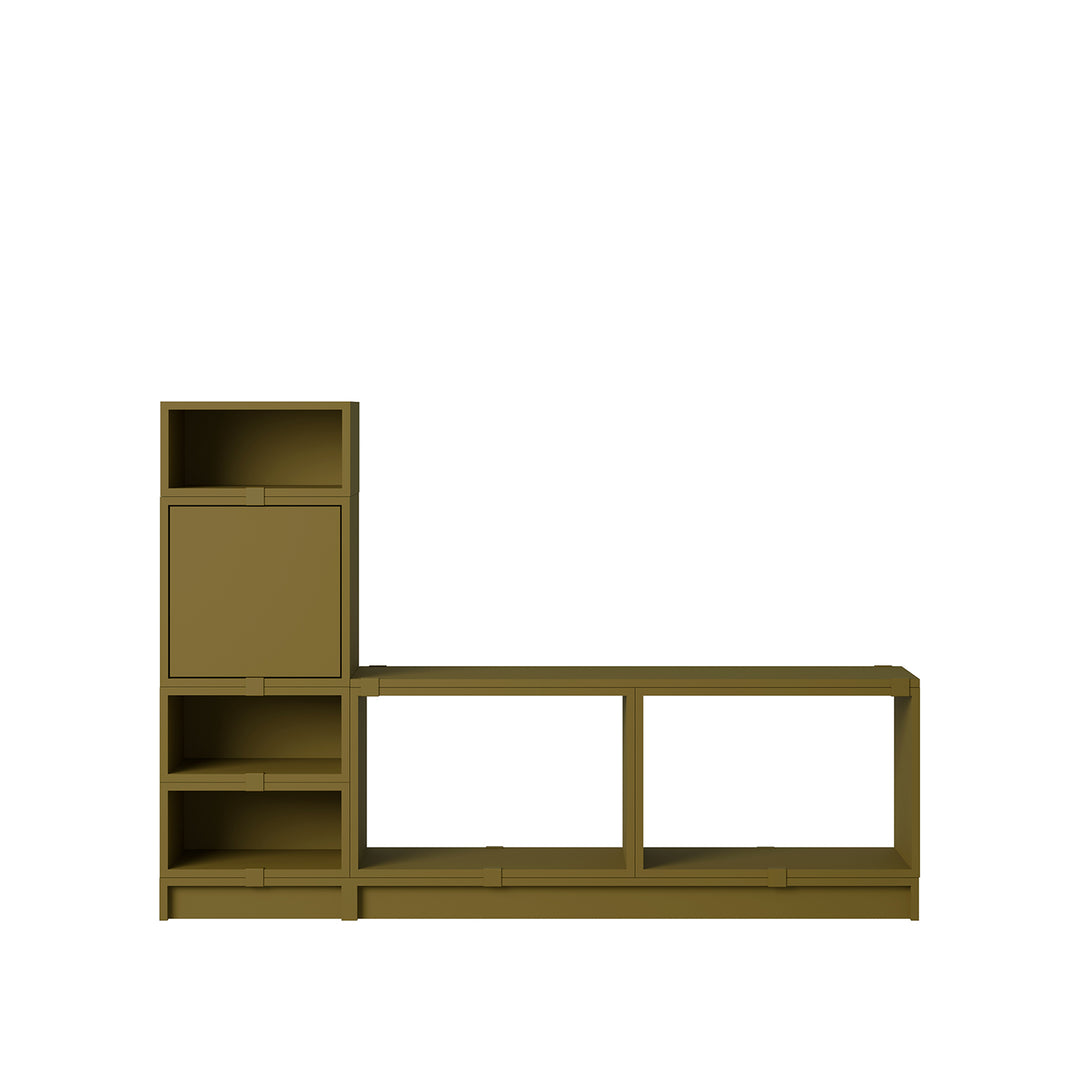 muuto | stacked storage system | plinth 43.5cm | brown green