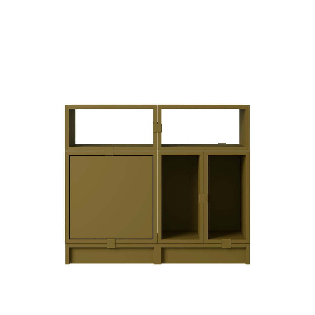 muuto | stacked storage system | plinth 43.5cm | brown green
