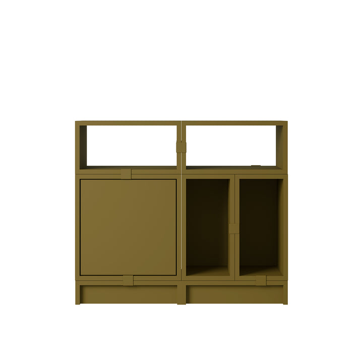 muuto | stacked storage system | plinth 43.5cm | brown green