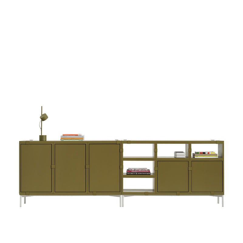 muuto | stacked storage system | podium with tube base 131cm | brown green + grey