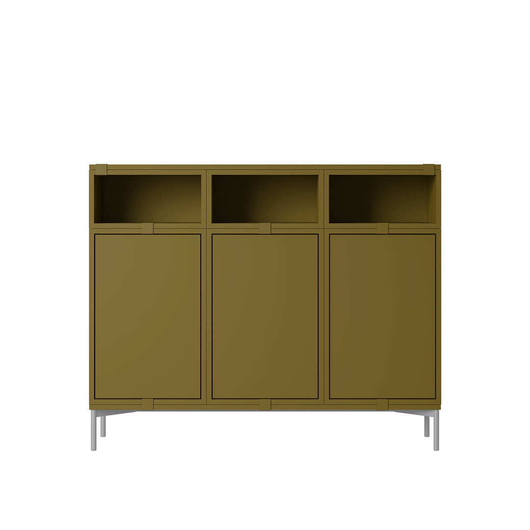 muuto | stacked storage system | podium with tube base 131cm | brown green + grey