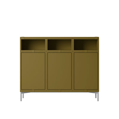 muuto | stacked storage system | podium with tube base 131cm | brown green + grey