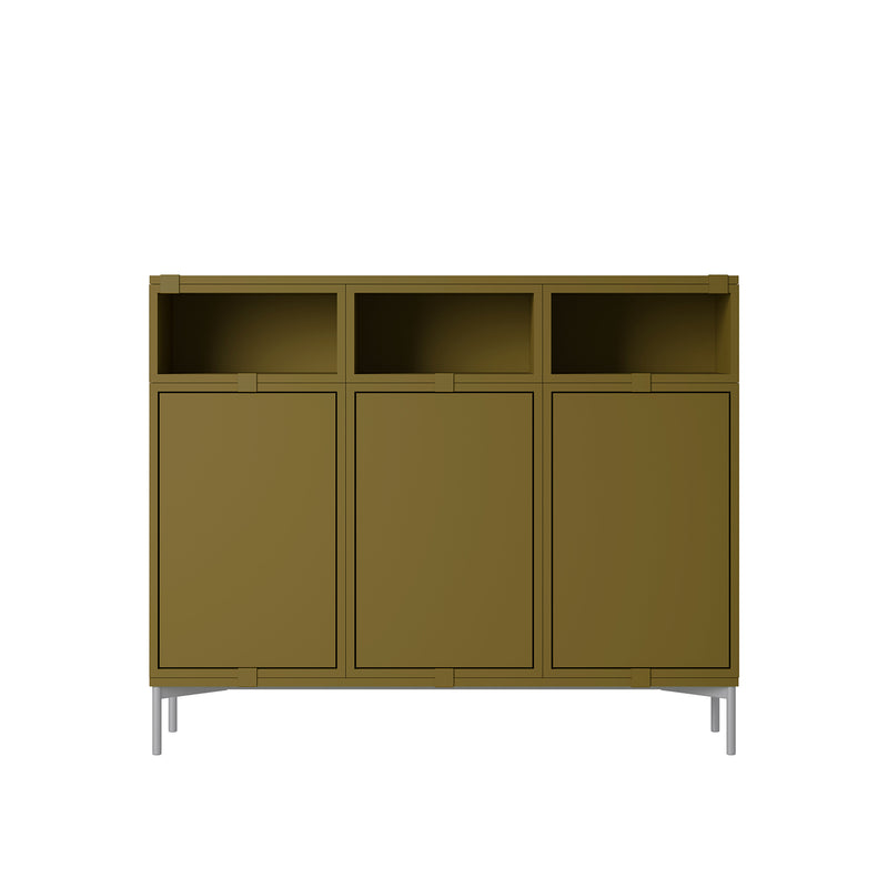 muuto | stacked storage system | podium with tube base 131cm | brown green + grey