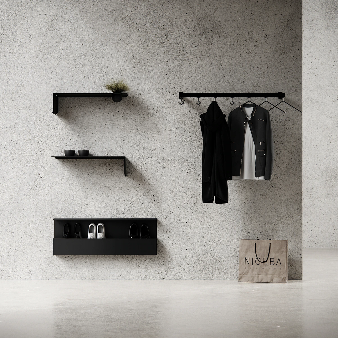 nichba | shelve01 | black left with bowl - LC