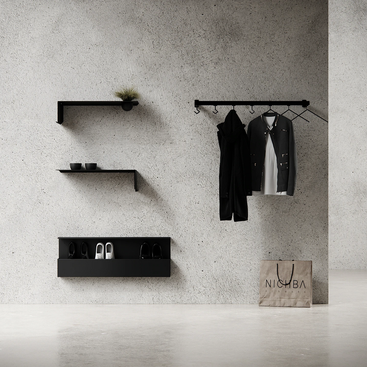 nichba | shelve01 | black left with bowl - LC