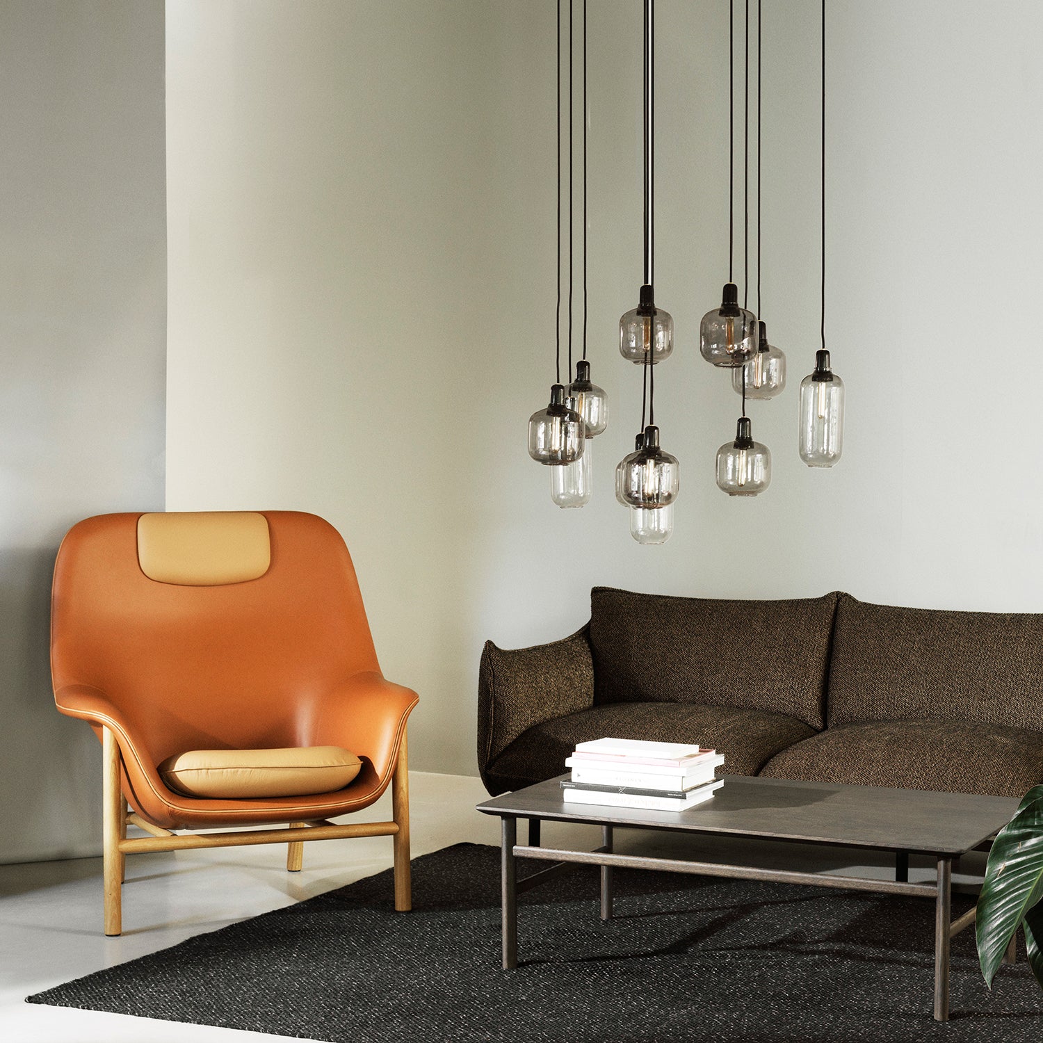 normann copenhagen | amp pendant lamp | smoke + black | small - EX