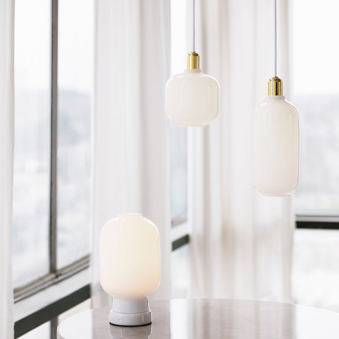 normann copenhagen | amp pendant lamp | white + brass | small