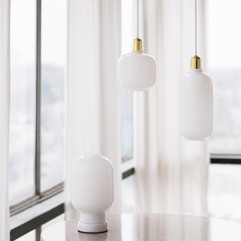 normann copenhagen | amp pendant lamp | white + brass | small