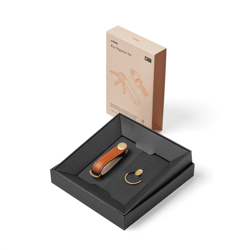 orbitkey | key organiser gift set | cognac leather + ring - limited edition