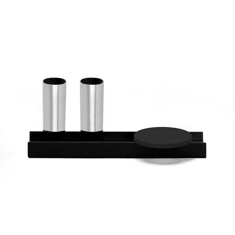 pen | linea lux | black tray + silver cups + black dish