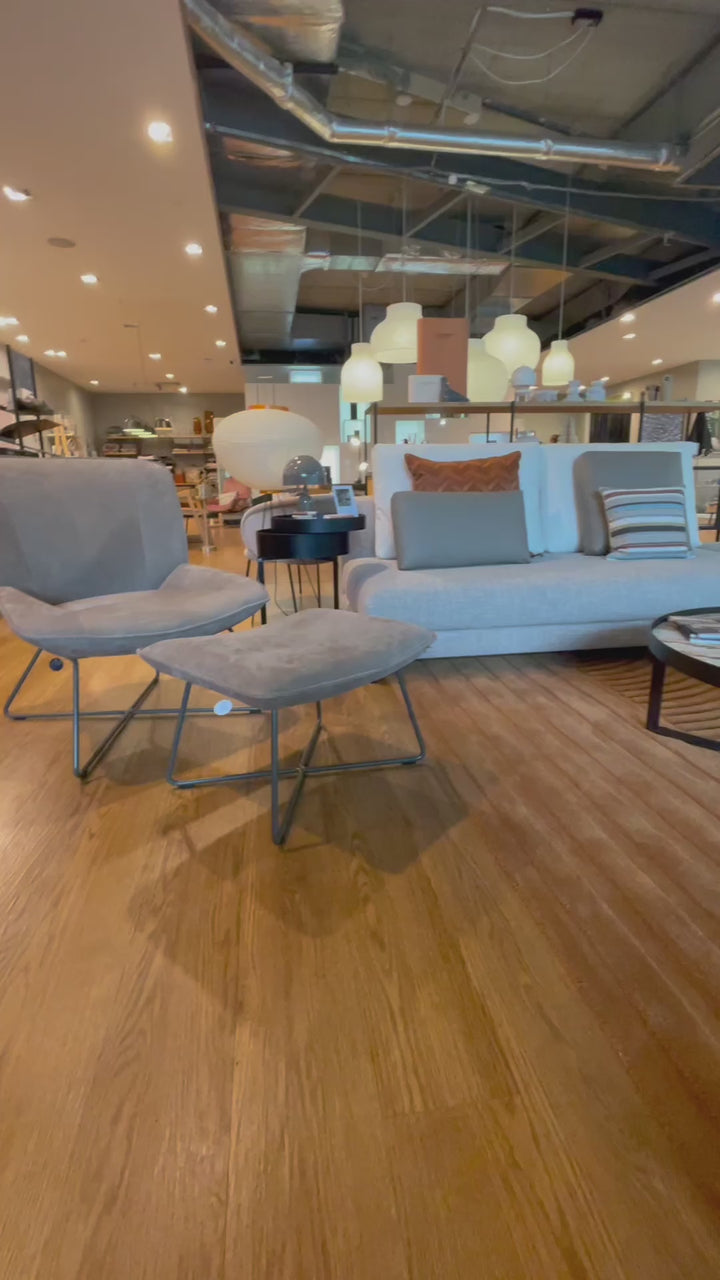 rolf benz | nuvola sofa + footstool | fabric beige grey 26384 + marrone metallic legs