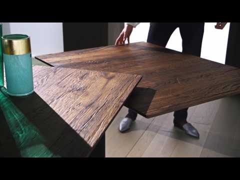 draenert | atlas dining table with swivel extension | belvedere stone + black legs