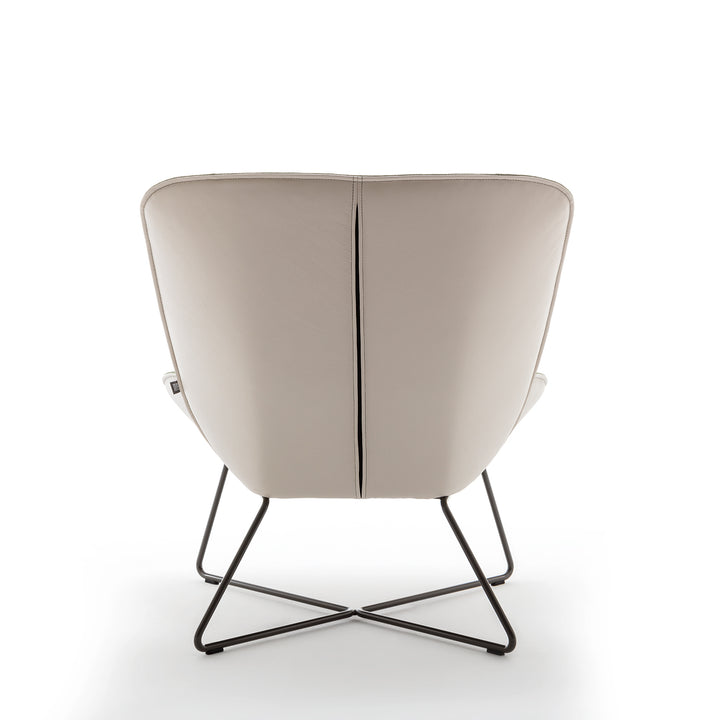 rolf benz | 383 armchair | leather beige grey 42.402 + umbra grey frame