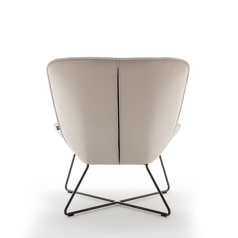 rolf benz | 383 armchair | leather beige grey 42402 + umbra grey frame