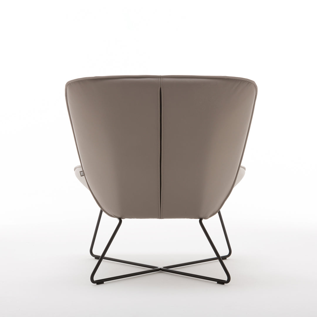 rolf benz | 383 armchair | leather beige grey 42.402 + umbra grey frame