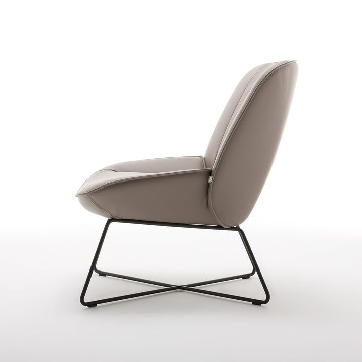 rolf benz | 383 armchair | leather beige grey 42.402 + umbra grey frame