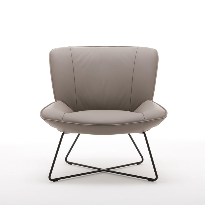 rolf benz | 383 armchair | leather beige grey 42.402 + umbra grey frame
