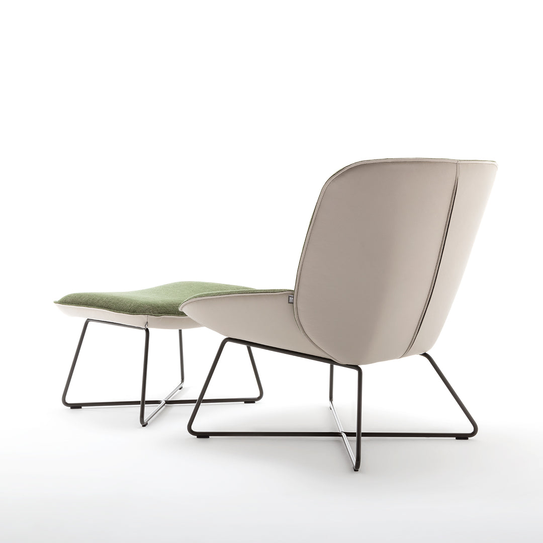 rolf benz | 383 footstool | leather beige grey 42.402 + umbra grey frame