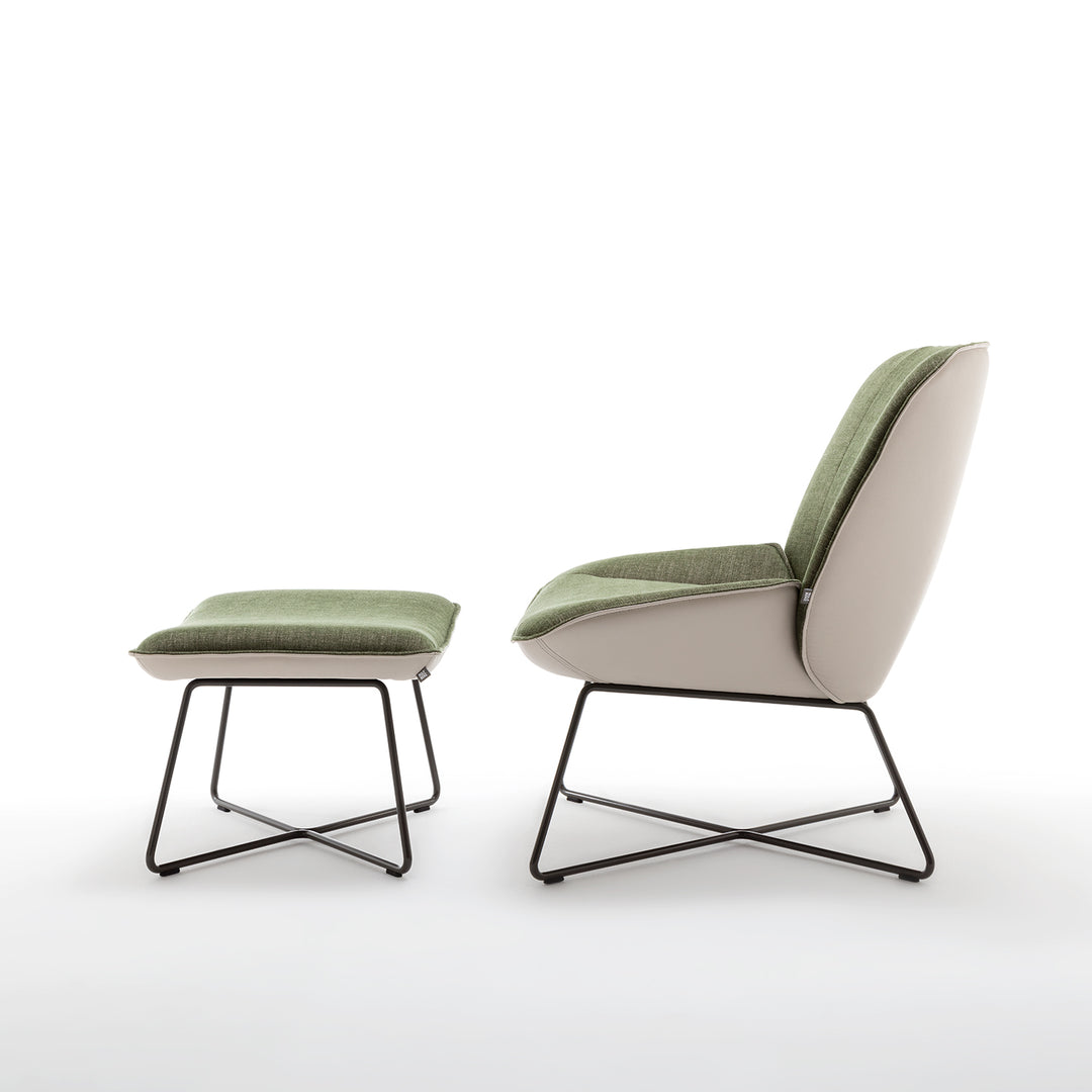 rolf benz | 383 footstool | leather beige grey 42.402 + umbra grey frame