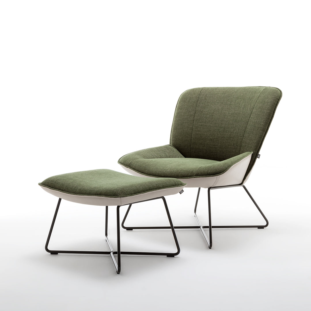 rolf benz | 383 footstool | leather beige grey 42.402 + umbra grey frame