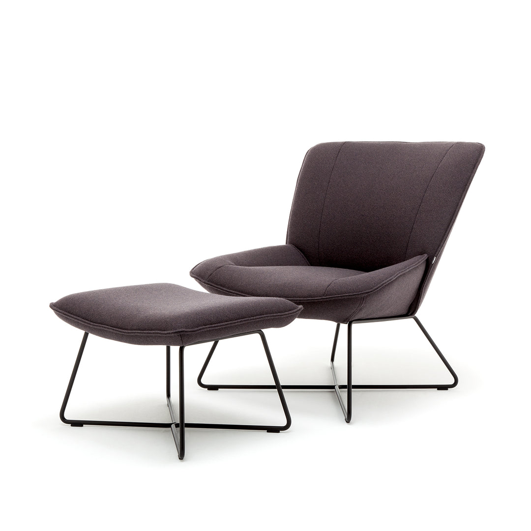 rolf benz | 383 footstool | leather beige grey 42.402 + umbra grey frame