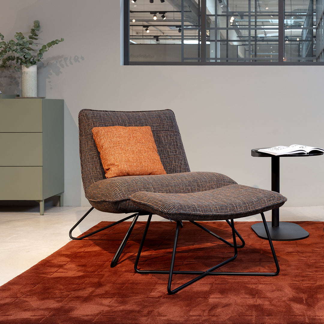 rolf benz | 383 footstool | leather beige grey 42.402 + umbra grey frame