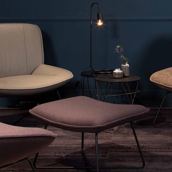 rolf benz | 383 footstool | leather beige grey 42.402 + umbra grey frame