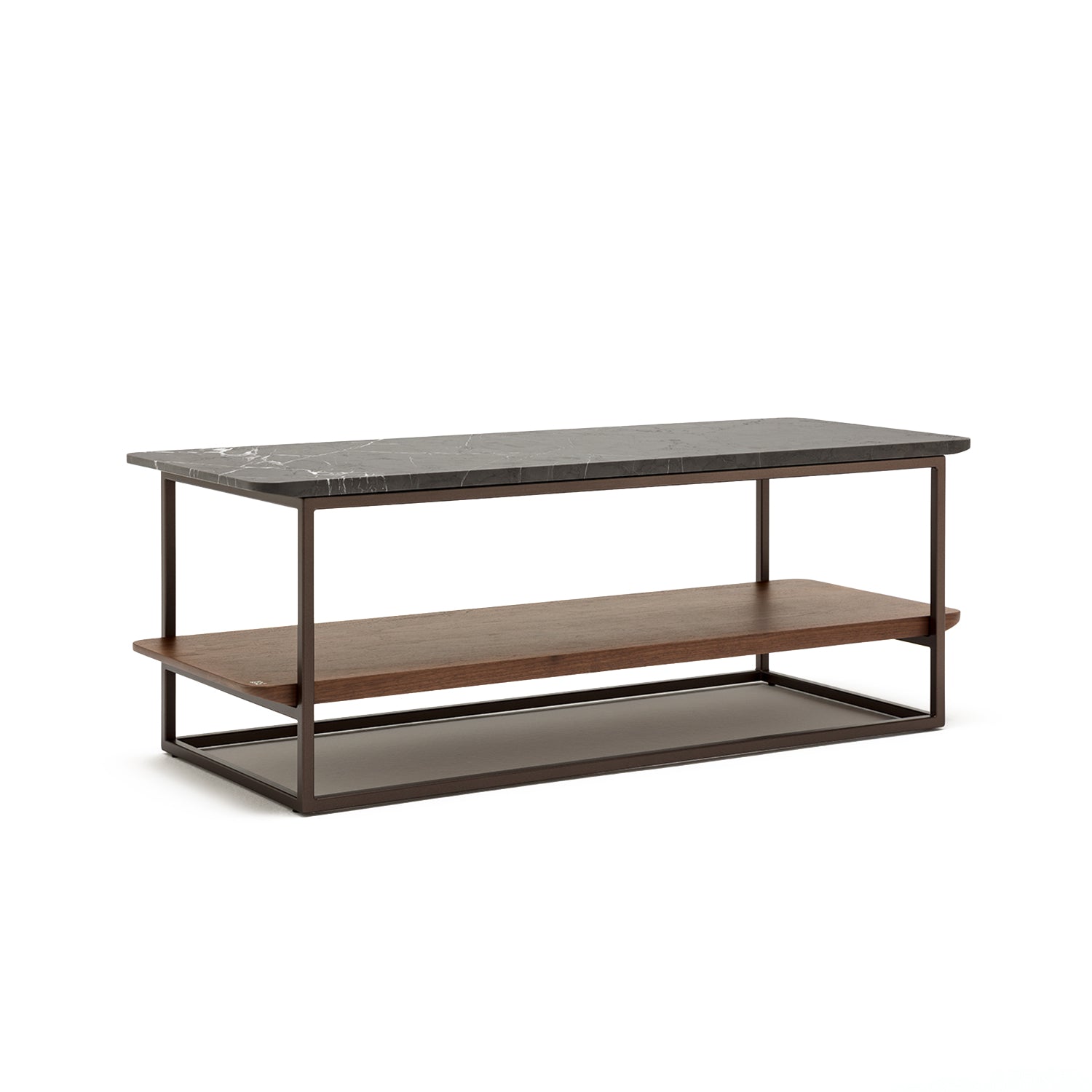 rolf benz | 987 coffee table | stone graphite brown + american walnut ...