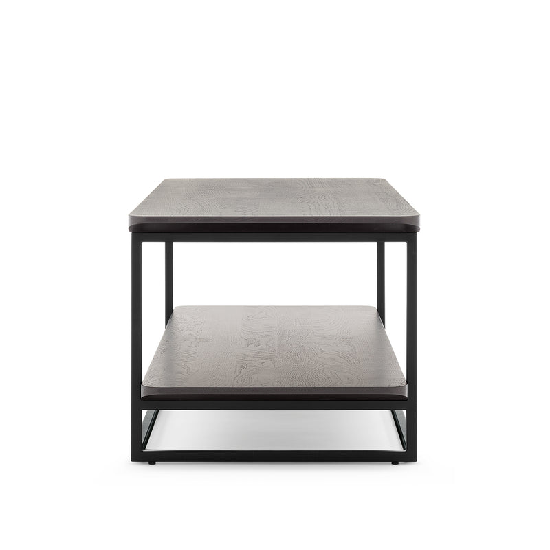 rolf benz | 987 coffee table | stone graphite brown + american walnut + marrone metallic frame