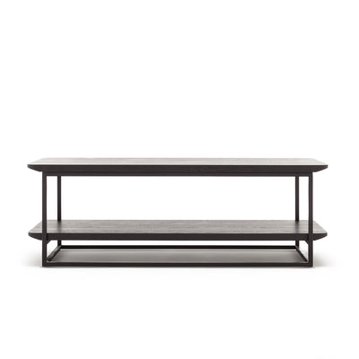 rolf benz | 987 coffee table | stone graphite brown + american walnut + marrone metallic frame