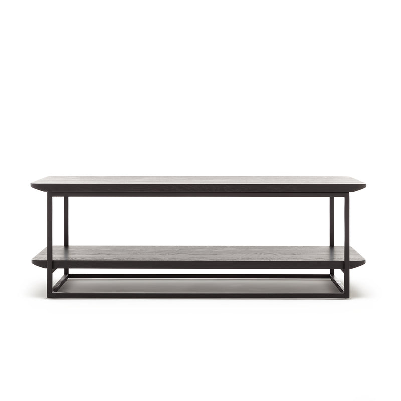 rolf benz | 987 coffee table | stone graphite brown + american walnut + marrone metallic frame